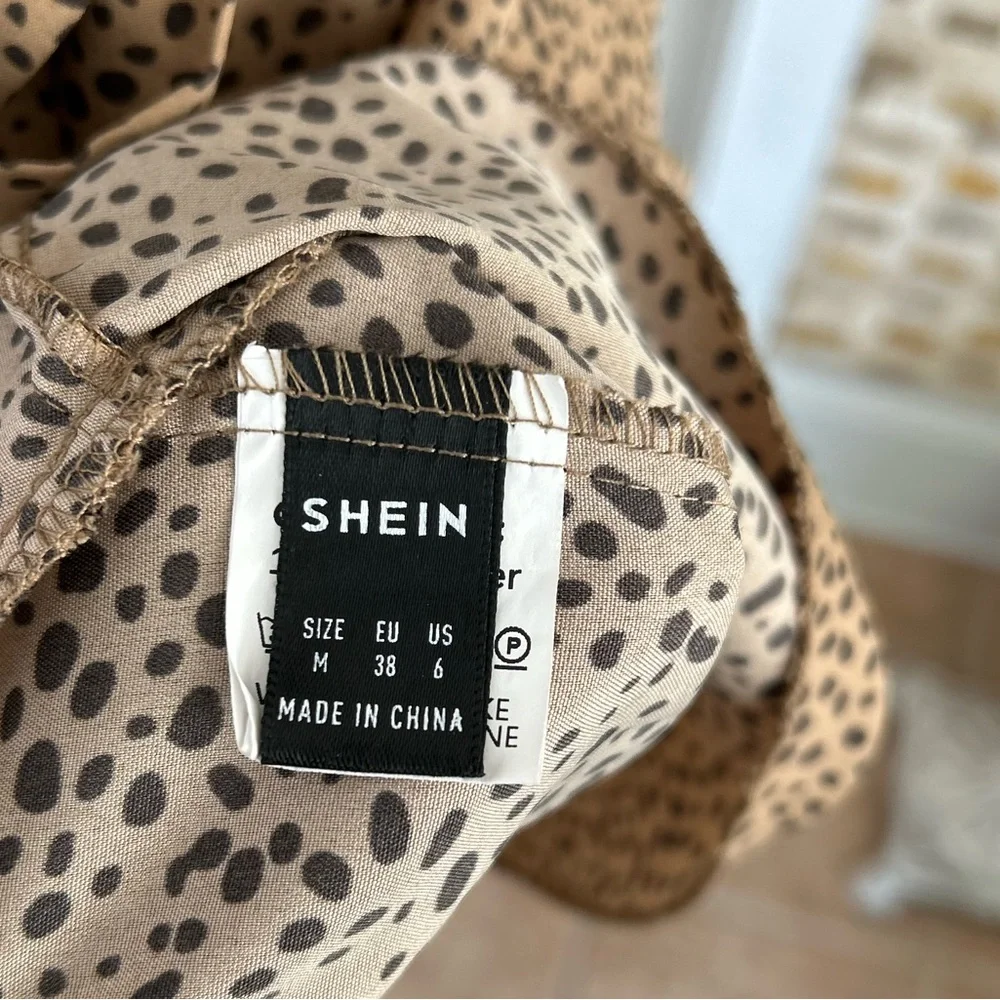 Elegant Brown Polka Dot Wrap Dress